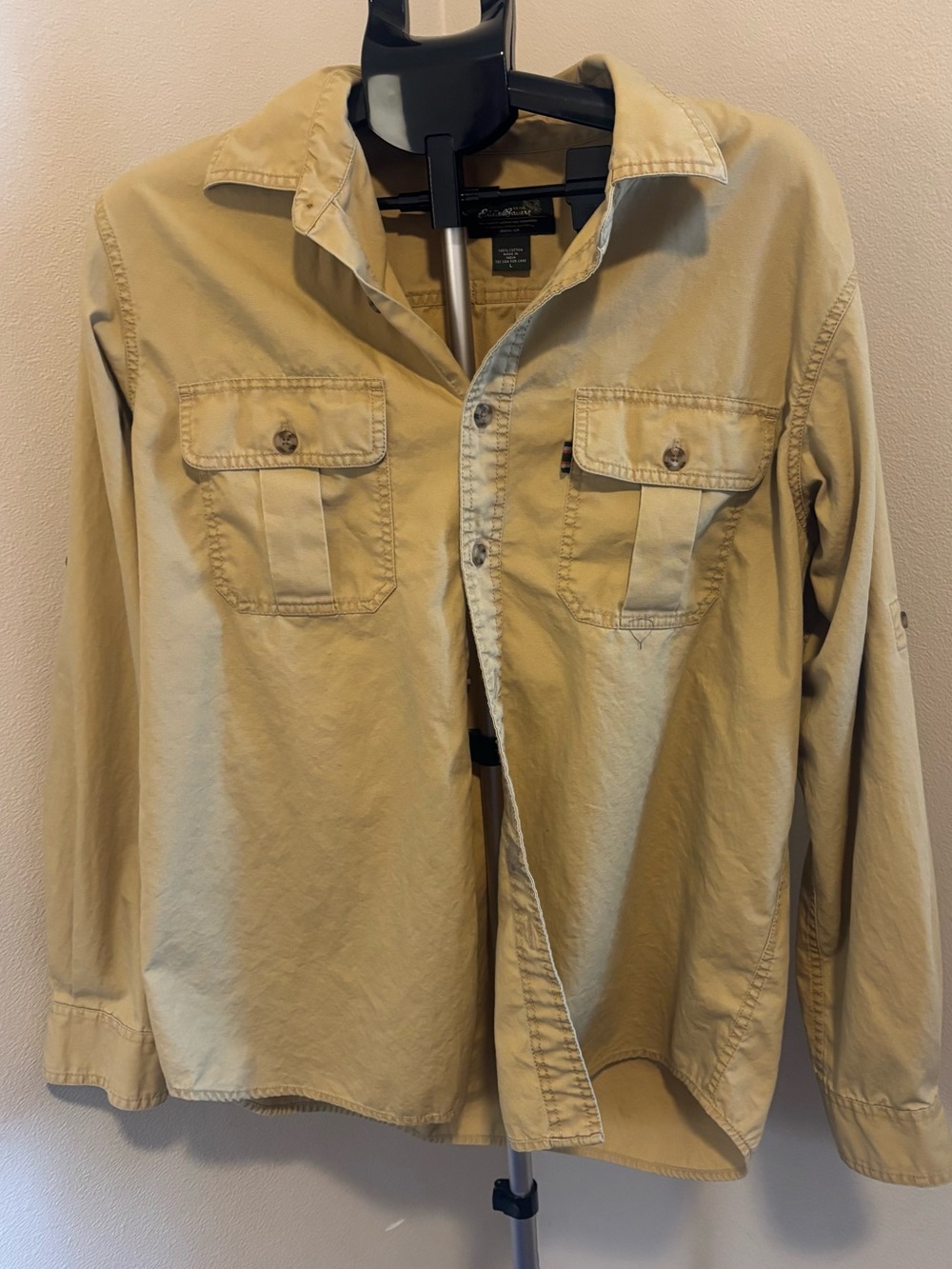 Eddie Bauer Summer 2010 Naturally Dyed Khaki Safari Utility Shirt